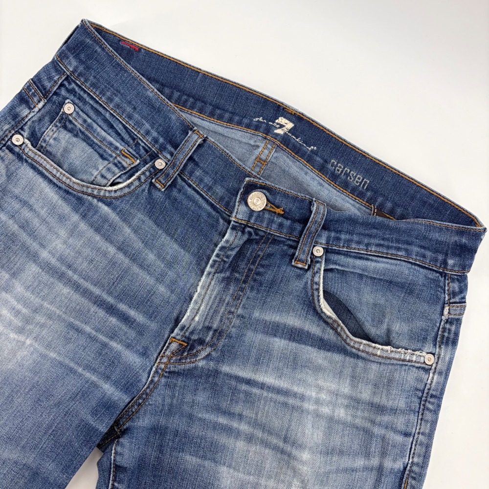 7 For All Mankind Jeans Womens 31 Blue Carsen Straight Leg Medium Wash Denim